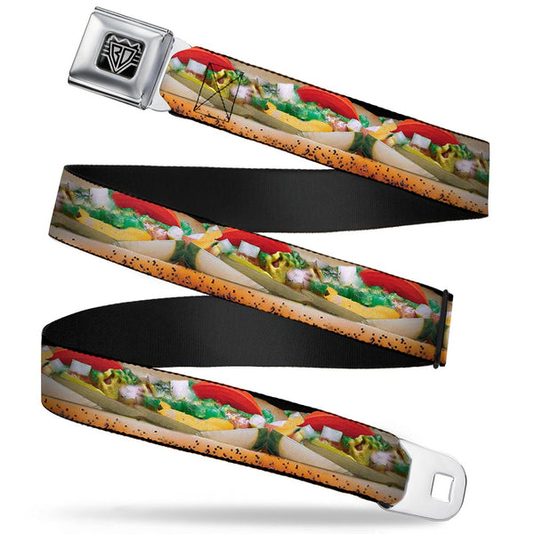 buckle down BD Wings Logo CLOSE-UP Full Color Black Silver Seatbelt Belt - Chicago Style Hot Dog Vivid Webbing