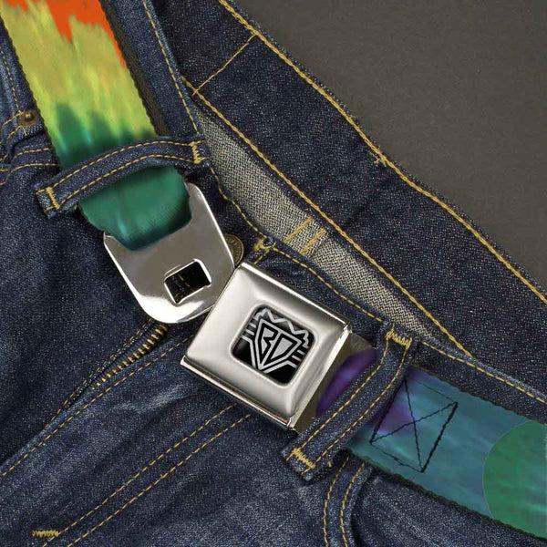 Buckle Down BD Wings Logo CLOSE-UP Full Color Black Silver Seatbelt Belt - BD Tie Dye Webbing