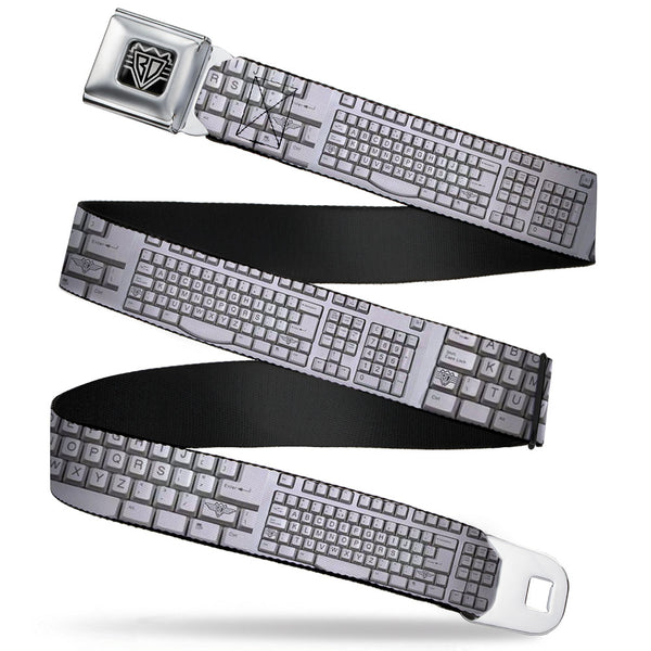 buckle down BD Wings Logo CLOSE-UP Full Color Black Silver Seatbelt Belt - BD Keyboard Webbing