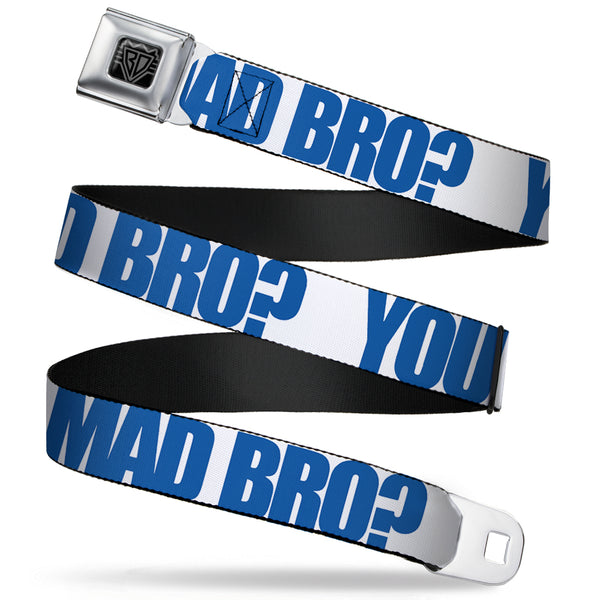 buckle down BD Wings Logo CLOSE-UP Full Color Black Silver Seatbelt Belt - YOU MAD BRO White/Royal Webbing