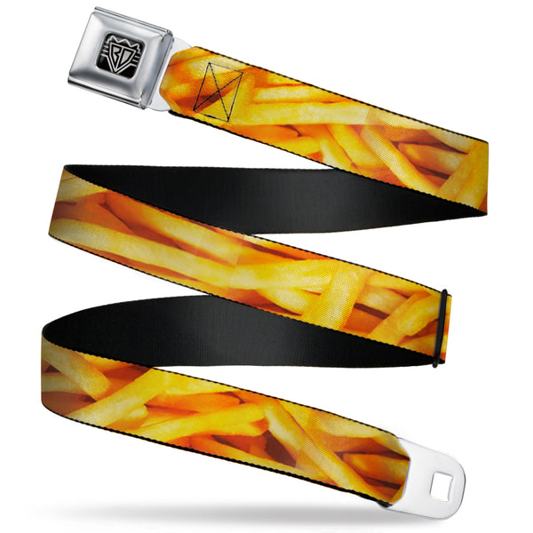 buckle down BD Wings Logo CLOSE-UP Full Color Black Silver Seatbelt Belt - Vivid French Fries Stacked Webbing