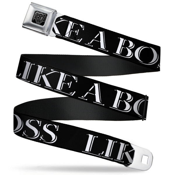 buckle down BD Wings Logo CLOSE-UP Full Color Black Silver Seatbelt Belt - LIKE A BOSS2 Black/Red Webbing