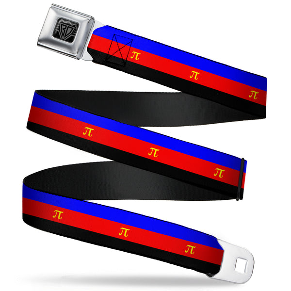 buckle down BD Wings Logo CLOSE-UP Full Color Black Silver Seatbelt Belt - Flag Polyamorous Pi Symbol Blue/Red/Black/Yellow Webbing