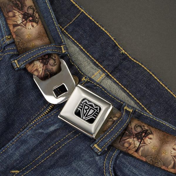 Buckle Down BD Wings Logo CLOSE-UP Full Color Black Silver Seatbelt Belt - TJ-Bollt Fairy Webbing