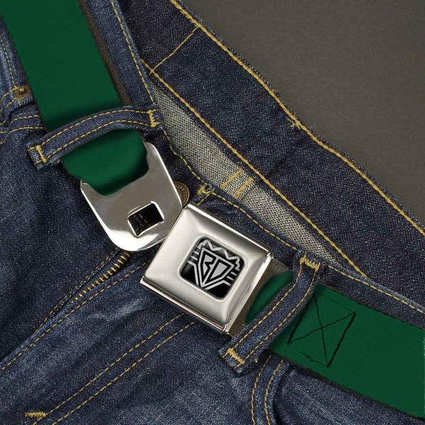 Buckle Down BD Wings Logo CLOSE-UP Full Color Black Silver Seatbelt Belt - Hunter Webbing