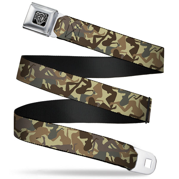 buckle down BD Wings Logo CLOSE-UP Full Color Black Silver Seatbelt Belt - Mud Flap Girls Camo Browns Webbing