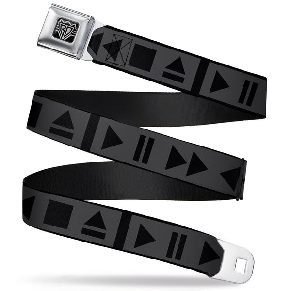 buckle down BD Wings Logo CLOSE-UP Full Color Black Silver Seatbelt Belt - Control Buttons Black/Gray Webbing