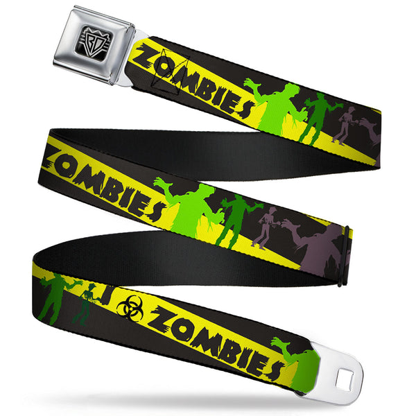 buckle down BD Wings Logo CLOSE-UP Full Color Black Silver Seatbelt Belt - Zombies Biohazard Black/Yellow/Green Webbing