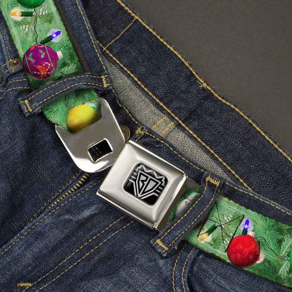 Buckle Down BD Wings Logo CLOSE-UP Full Color Black Silver Seatbelt Belt - Decorated Tree Webbing