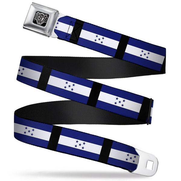 buckle down BD Wings Logo CLOSE-UP Full Color Black Silver Seatbelt Belt - Honduras Flags Webbing