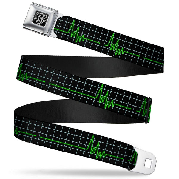 buckle down BD Wings Logo CLOSE-UP Full Color Black Silver Seatbelt Belt - Flatline Webbing