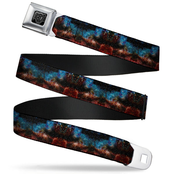 buckle down BD Wings Logo CLOSE-UP Full Color Black Silver Seatbelt Belt - Cosmic Space Webbing