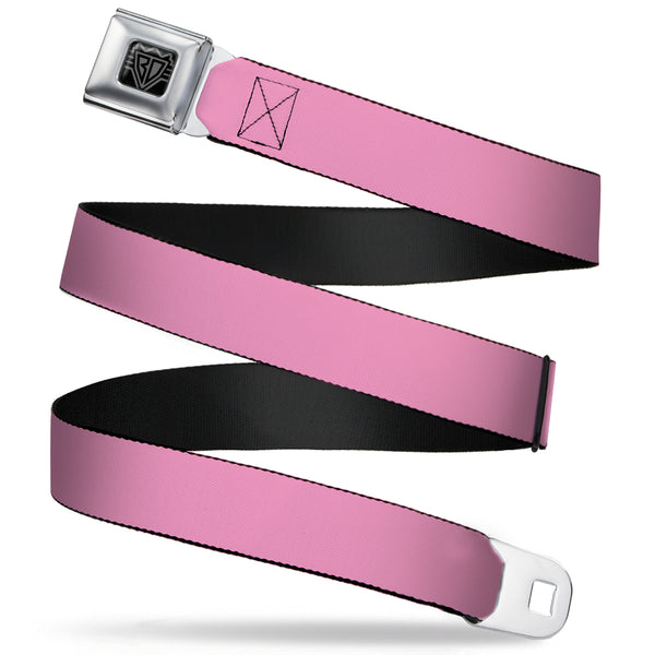 buckle down BD Wings Logo CLOSE-UP Full Color Black Silver Seatbelt Belt - Baby Pink Print Webbing