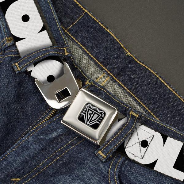 Buckle Down BD Wings Logo CLOSE-UP Full Color Black Silver Seatbelt Belt - YOU'VE GOT A FRIEND Pennsylvania State Silhouette Blue/Gold Webbing