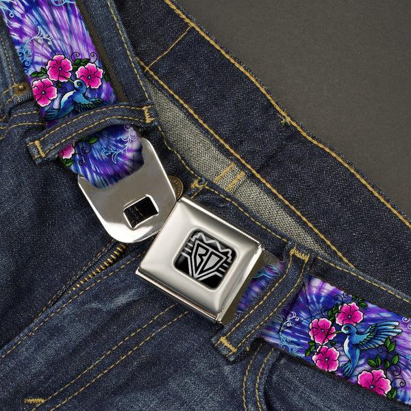 Buckle Down BD Wings Logo CLOSE-UP Full Color Black Silver Seatbelt Belt - TJ-Hummingbird Webbing