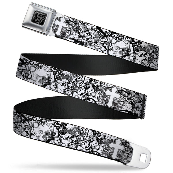 buckle down BD Wings Logo CLOSE-UP Full Color Black Silver Seatbelt Belt - Orthodox Chaos Webbing