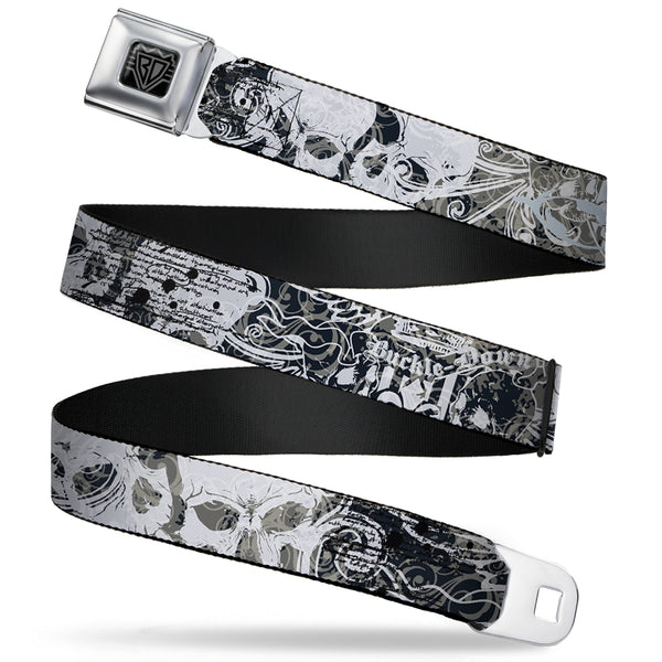 buckle down BD Wings Logo CLOSE-UP Full Color Black Silver Seatbelt Belt - Gothic 1 Webbing