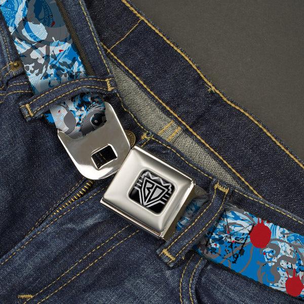 Buckle Down BD Wings Logo CLOSE-UP Full Color Black Silver Seatbelt Belt - Gothic 2 Webbing