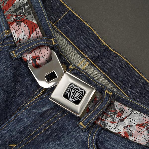 Buckle Down BD Wings Logo CLOSE-UP Full Color Black Silver Seatbelt Belt - Gothic 3 Webbing