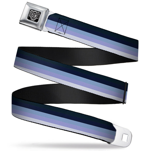 buckle down BD Wings Logo CLOSE-UP Full Color Black Silver Seatbelt Belt - Spectrum Blue Webbing