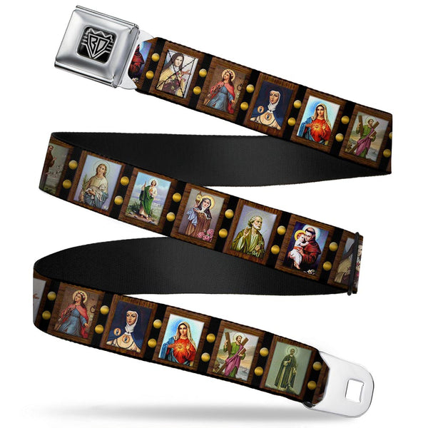 buckle down BD Wings Logo CLOSE-UP Full Color Black Silver Seatbelt Belt - Saint Blocks Webbing