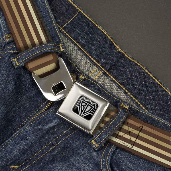 Buckle Down BD Wings Logo CLOSE-UP Full Color Black Silver Seatbelt Belt - Stripe Blocks Browns Webbing