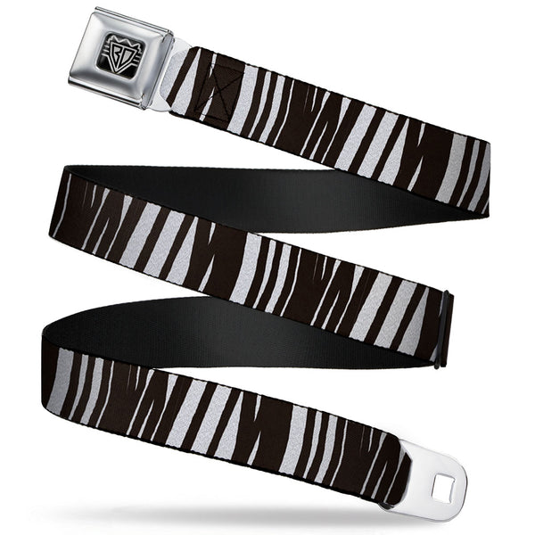 buckle down BD Wings Logo CLOSE-UP Full Color Black Silver Seatbelt Belt - Zebra Webbing