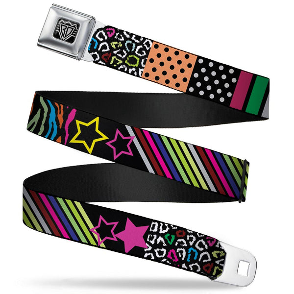 buckle down BD Wings Logo CLOSE-UP Full Color Black Silver Seatbelt Belt - Animal Skins & Stripes 1 Webbing