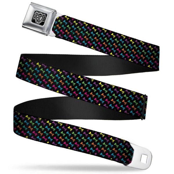 buckle down BD Wings Logo CLOSE-UP Full Color Black Silver Seatbelt Belt - Dog Bone Black/Multi Color Webbing