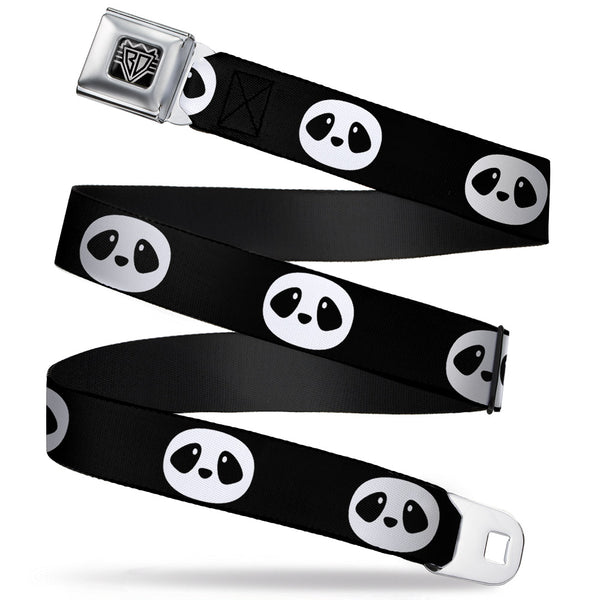 buckle down BD Wings Logo CLOSE-UP Full Color Black Silver Seatbelt Belt - Panda Face Black/White Webbing