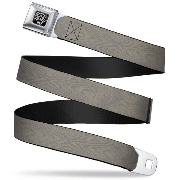 buckle down BD Wings Logo CLOSE-UP Full Color Black Silver Seatbelt Belt - Wood Grain White Oak Webbing