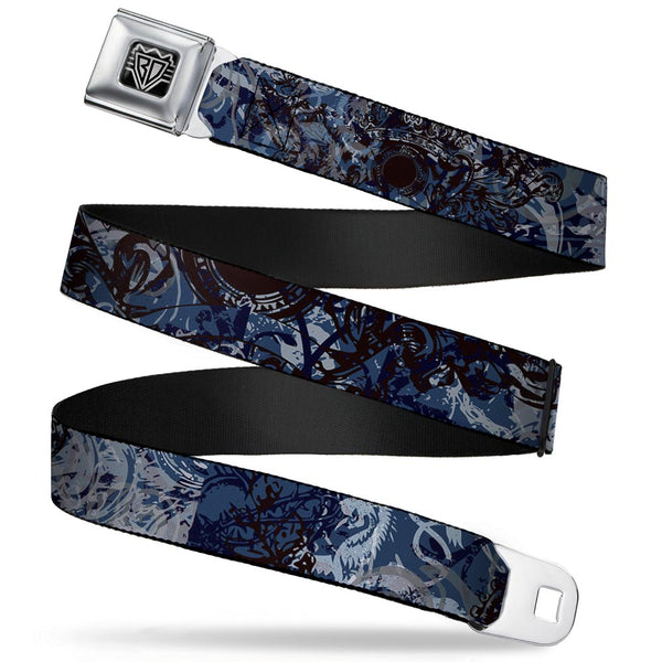 buckle down BD Wings Logo CLOSE-UP Full Color Black Silver Seatbelt Belt - Gothic 5 Webbing
