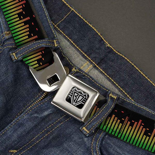 Buckle Down BD Wings Logo CLOSE-UP Full Color Black Silver Seatbelt Belt - DC Equalizer Webbing
