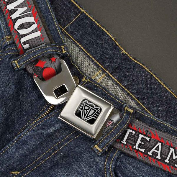 Buckle Down BD Wings Logo CLOSE-UP Full Color Black Silver Seatbelt Belt - Team Werewolf Webbing