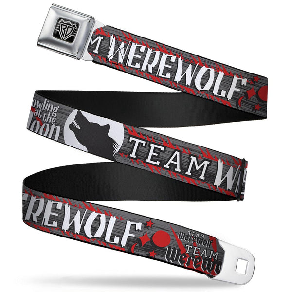 buckle down BD Wings Logo CLOSE-UP Full Color Black Silver Seatbelt Belt - Team Werewolf Webbing