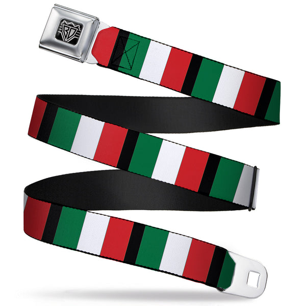 buckle down BD Wings Logo CLOSE-UP Full Color Black Silver Seatbelt Belt - Italy Flags Webbing