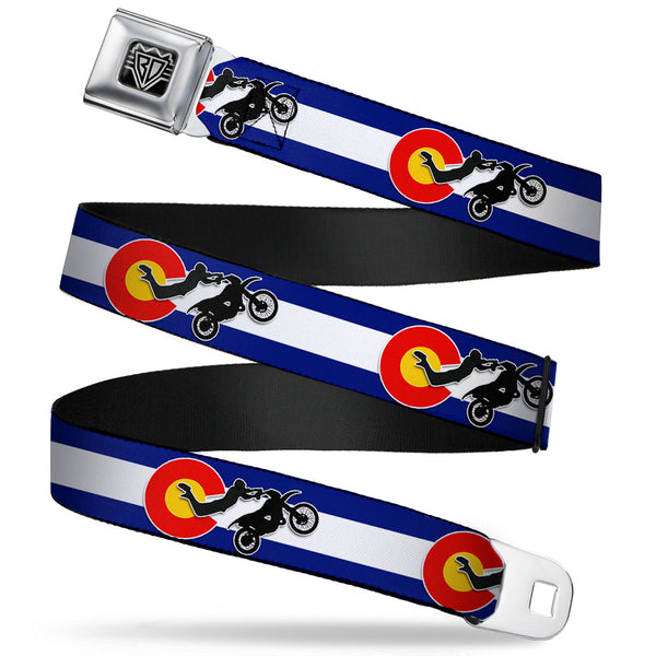 buckle down BD Wings Logo CLOSE-UP Full Color Black Silver Seatbelt Belt - Colorado/Freestyle Motocross Superman Webbing