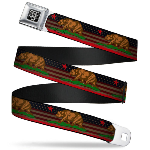 buckle down BD Wings Logo CLOSE-UP Full Color Black Silver Seatbelt Belt - Cali Bear/Star/Stripe/US Flag Stretch Webbing