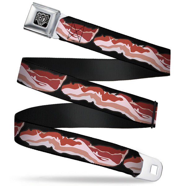 buckle down BD Wings Logo CLOSE-UP Full Color Black Silver Seatbelt Belt - Bacon Webbing