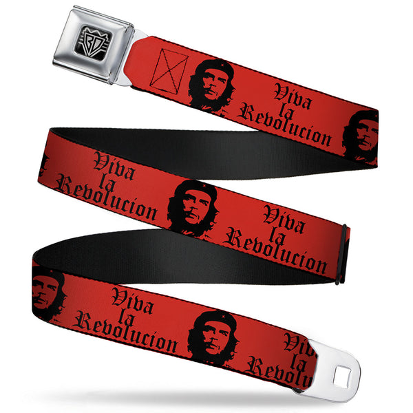 buckle down BD Wings Logo CLOSE-UP Full Color Black Silver Seatbelt Belt - Che Red/Black Webbing