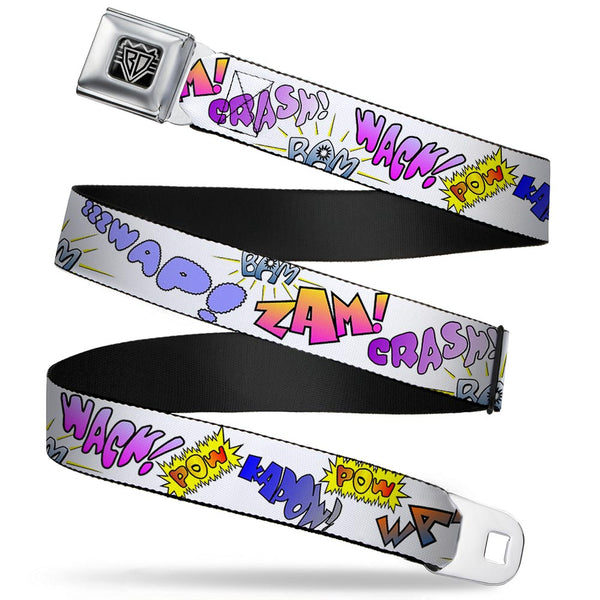 buckle down BD Wings Logo CLOSE-UP Full Color Black Silver Seatbelt Belt - Sound Effects White/Pastel Webbing