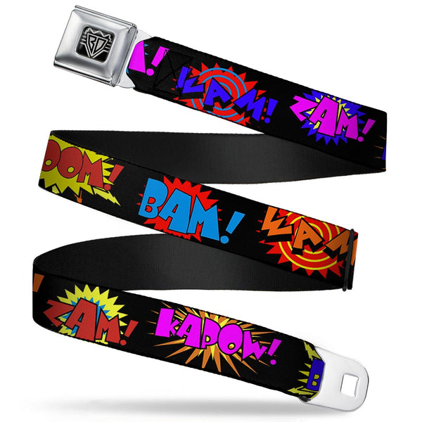 buckle down BD Wings Logo CLOSE-UP Full Color Black Silver Seatbelt Belt - Sound Effects Black/Multi Color Webbing