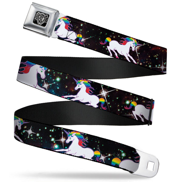 buckle down BD Wings Logo CLOSE-UP Full Color Black Silver Seatbelt Belt - Unicorn Universe Webbing
