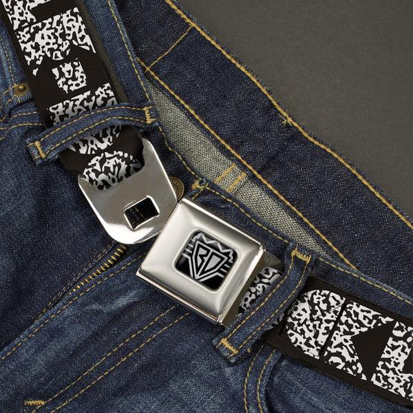 Buckle Down BD Wings Logo CLOSE-UP Full Color Black Silver Seatbelt Belt - BUCKLE-DOWN Shapes Black/Camo White/Black Webbing
