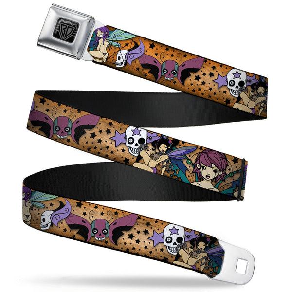 buckle down BD Wings Logo CLOSE-UP Full Color Black Silver Seatbelt Belt - TJ-Fairy Gothic Webbing