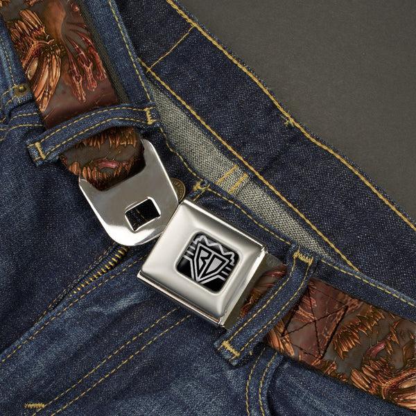 Buckle Down BD Wings Logo CLOSE-UP Full Color Black Silver Seatbelt Belt - TJ-Brutal Webbing