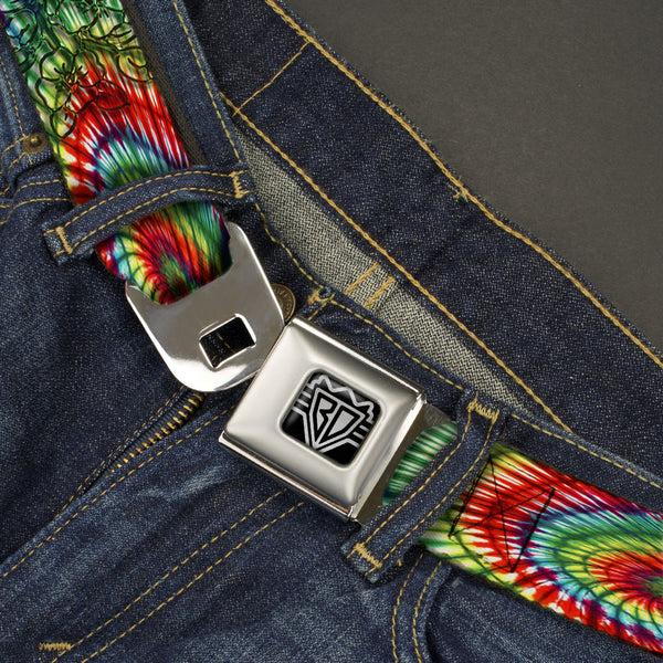 Buckle Down BD Wings Logo CLOSE-UP Full Color Black Silver Seatbelt Belt - TJ-Bird Kiss Webbing