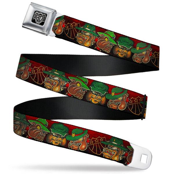 buckle down BD Wings Logo CLOSE-UP Full Color Black Silver Seatbelt Belt - TJ-Bulldog Webbing