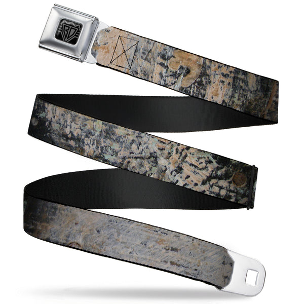 buckle down BD Wings Logo CLOSE-UP Full Color Black Silver Seatbelt Belt - Rustic Concrete Panels Webbing