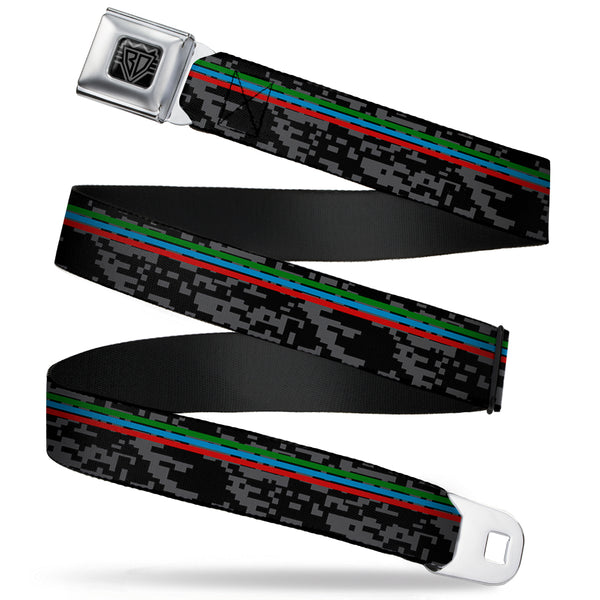 buckle down BD Wings Logo CLOSE-UP Full Color Black Silver Seatbelt Belt - Racing Stripes/Digital Camo Black/Gray/Green/Blue/Red Webbing